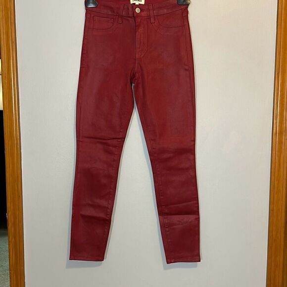 L'Agence Margot Coated High Rise Skinny Jeans Red‎ Burgundy Size 25 - Picture 1 of 8